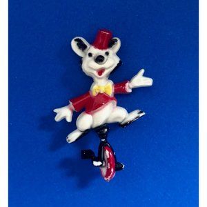 RARE! Cute Vintage 1940'S Celluloid Mouse on a Unicycle Pin